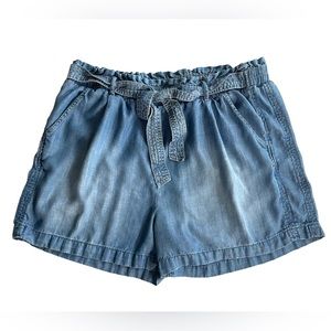 Knox Rose Medium Wash Paperbag Denim Shorts XL